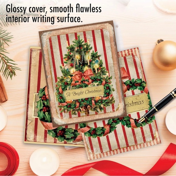 The Best Card Company 10 Retro Christmas Greeting Cards with Envelopes - Picture 3 of 8